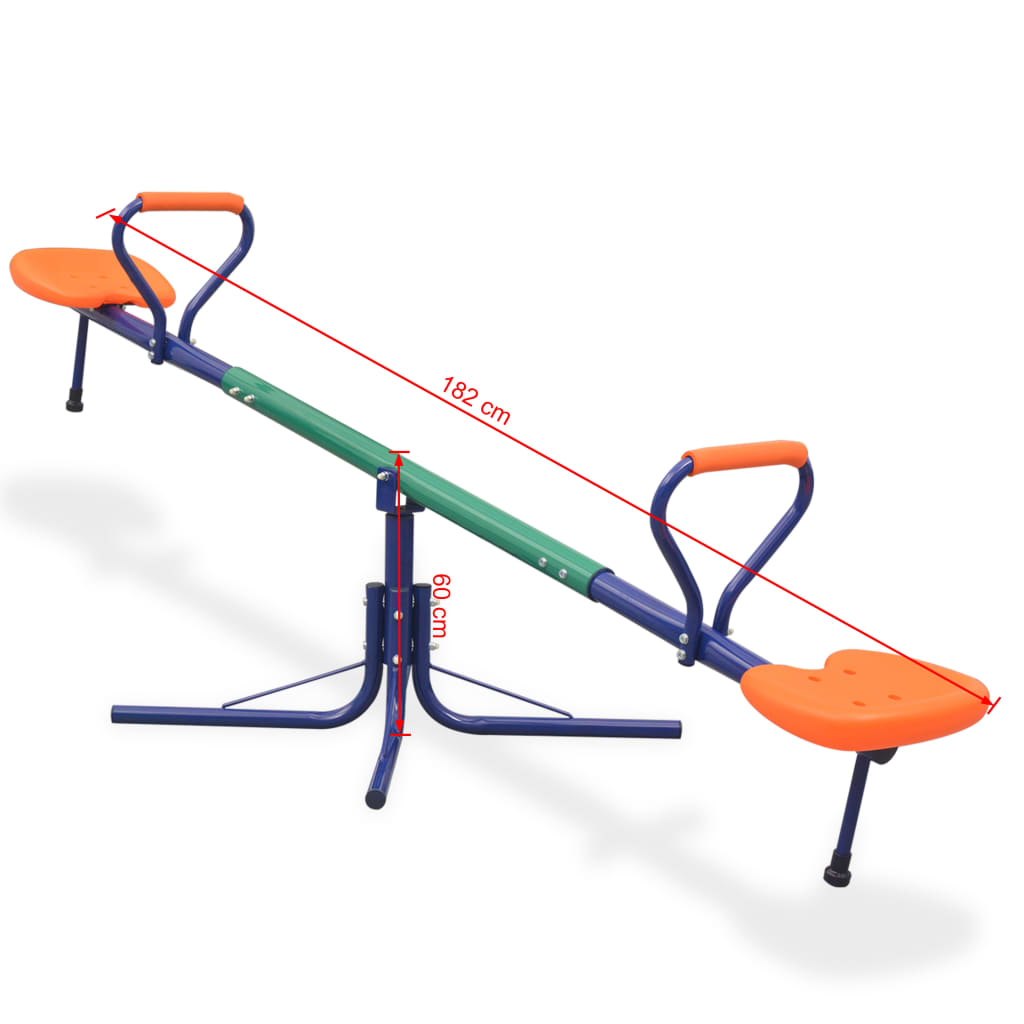 Colorful 360-degree rotating seesaw - ideal play equipment for kids at home.