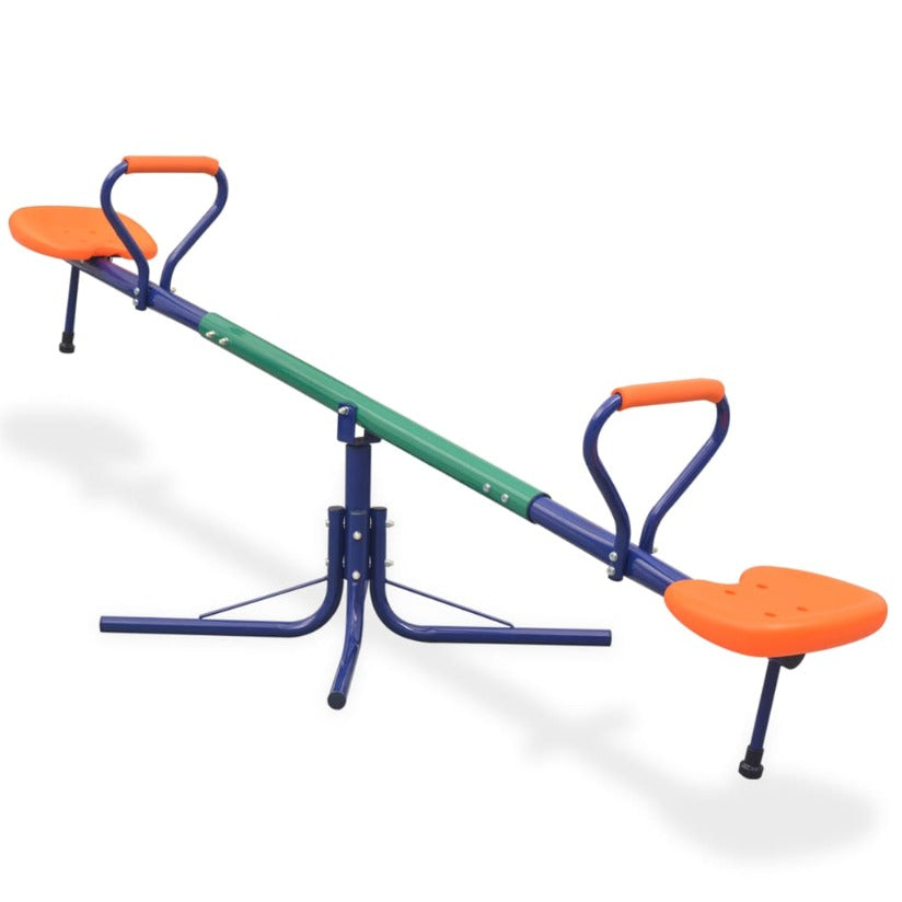 Orange, blue, and green rotating seesaw - fun play equipment for kids at home