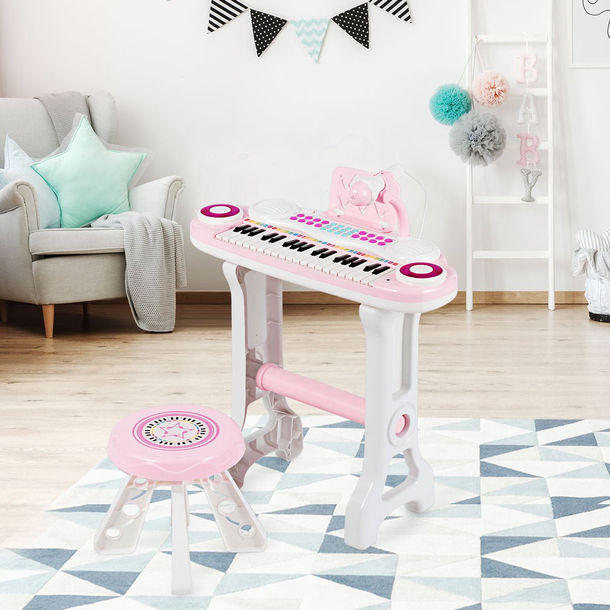 Playful Serenade: 37-Key Electronic Kids Piano with Stool & Microphone