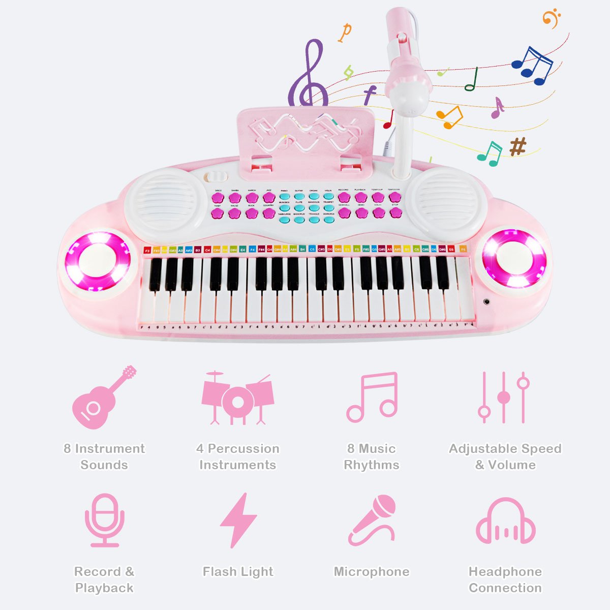 Musical Journey: 37-Key Electronic Kids Piano with Stool & Microphone