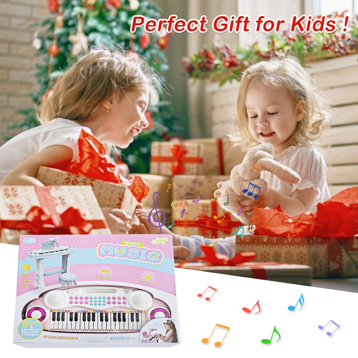 Melodic Magic: 37-Key Electronic Kids Piano with Stool & Microphone