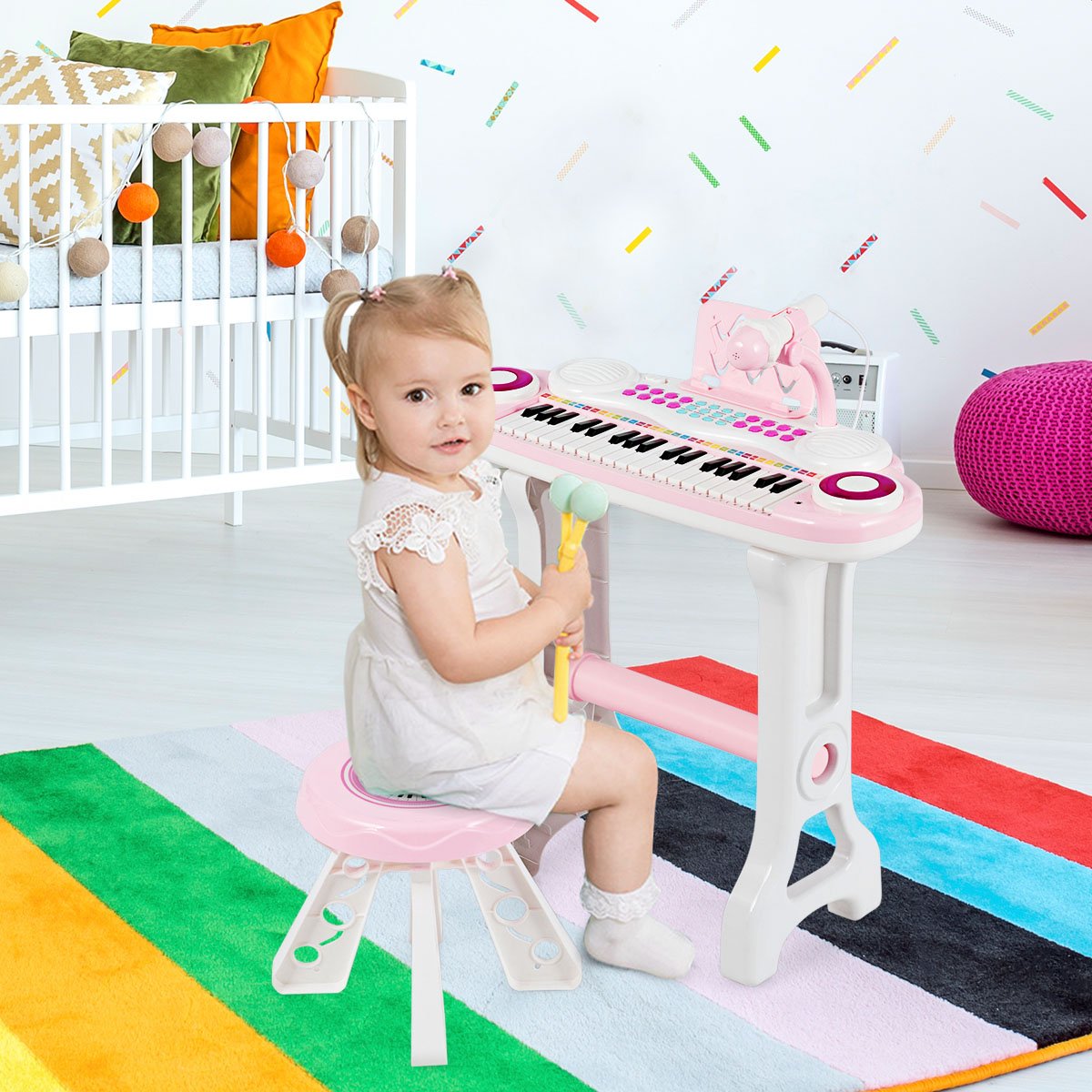 Harmony for Kids: 37-Key Electronic Kids Piano with Stool & Microphone