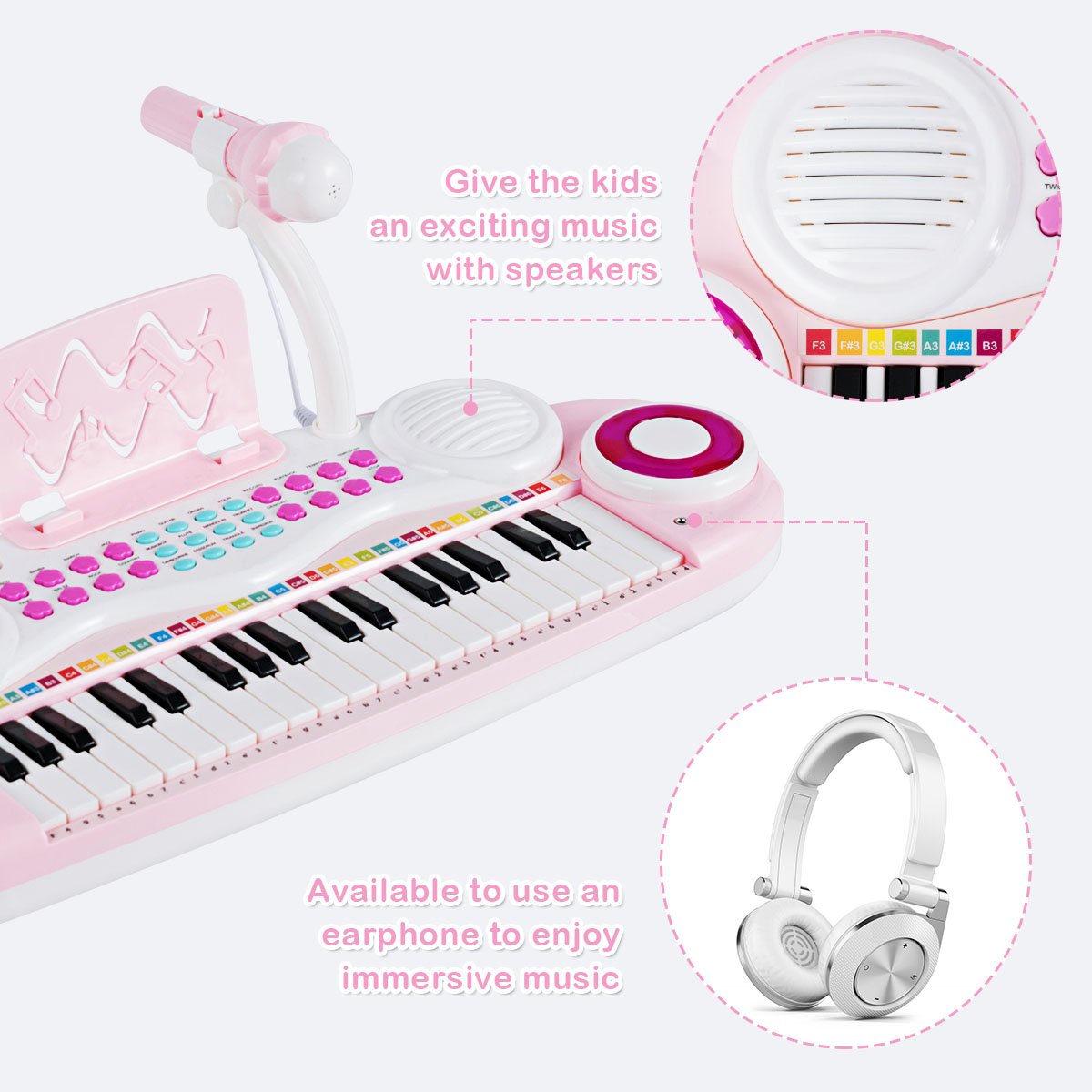 Songbird's Joy: 37-Key Electronic Kids Piano with Stool & Microphone