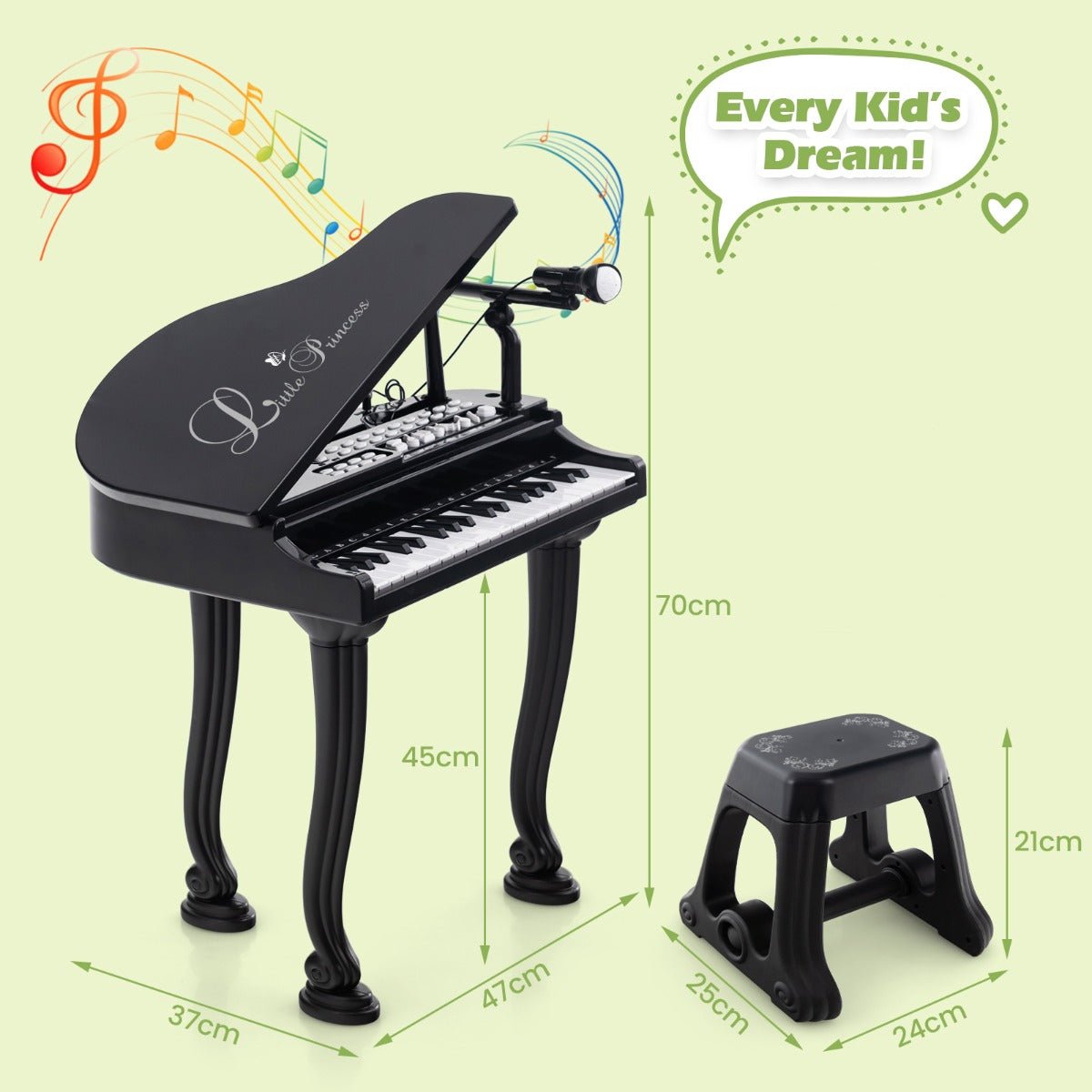Kids Piano with Stool Measurements