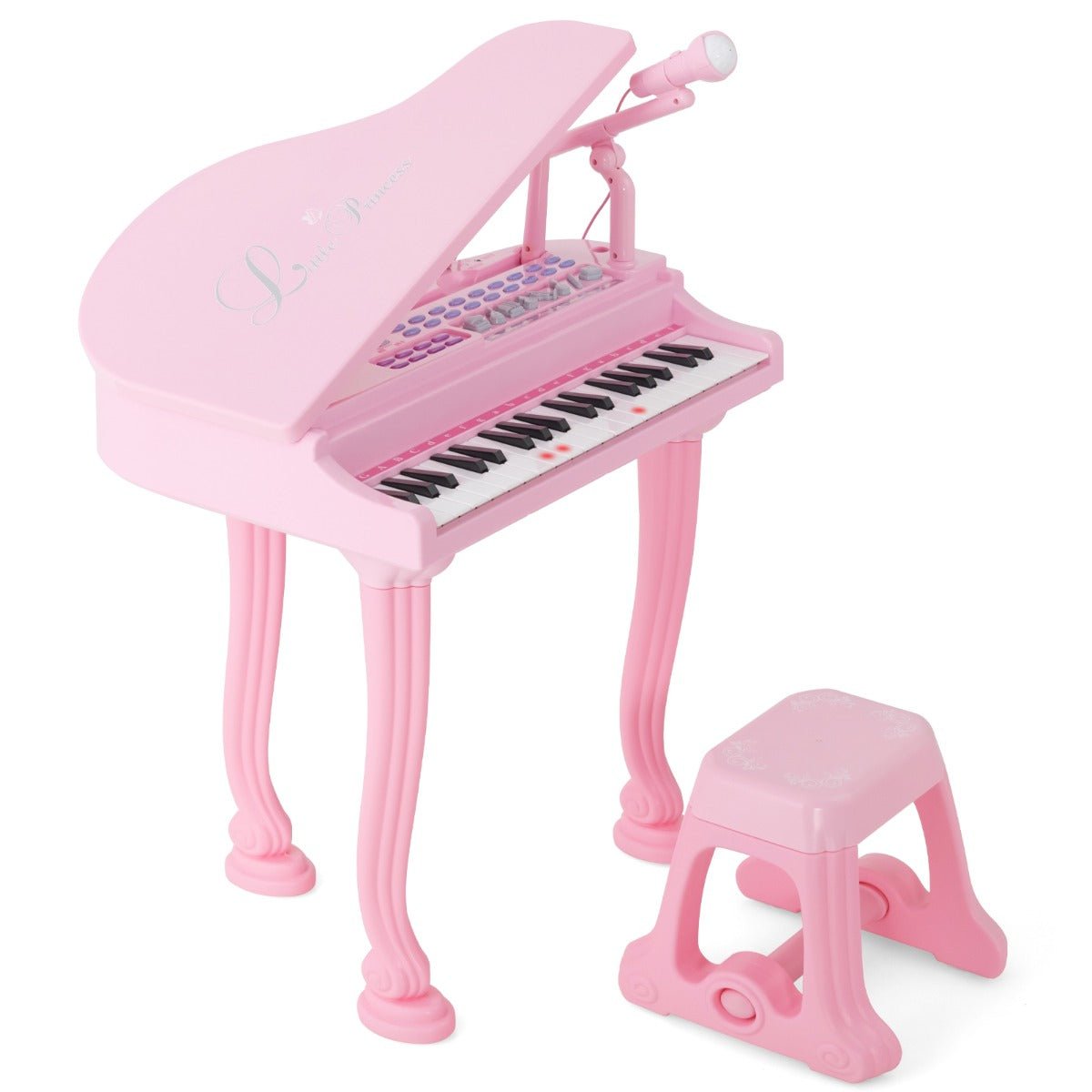 Buy 37 Keys Kids Portable Piano Keyboard with Stool and Microphone Pink