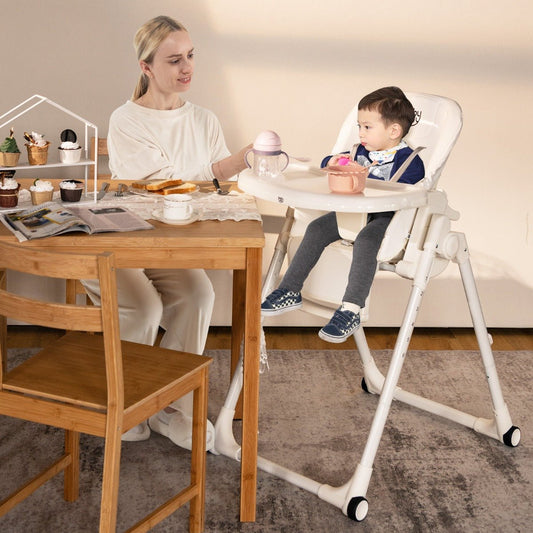 4-in-1 Baby High Chair: 6 Adjustable Heights - Elegant Beige Design
