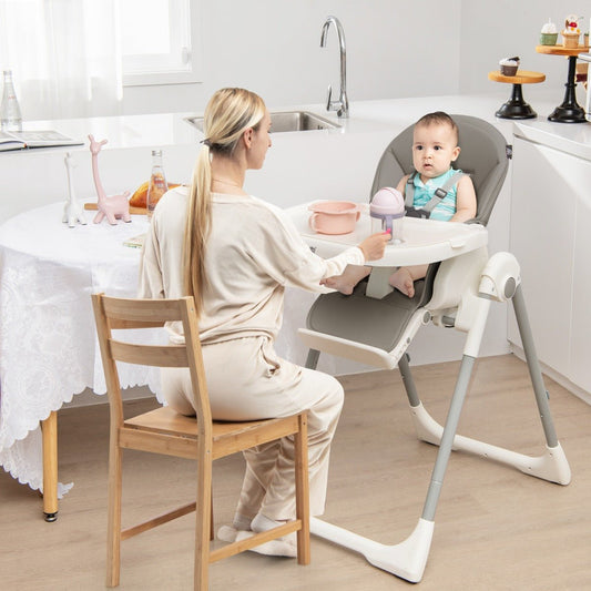 Foldable Baby High Chair - 4-in-1 Design with 7 Heights, Toy Bar & Double Tray