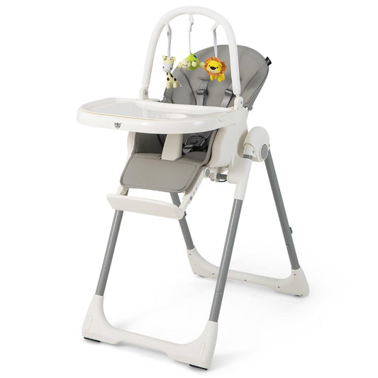 4-in-1 Baby High Chair - Foldable Design, 7 Heights, Toy Bar & Double Tray