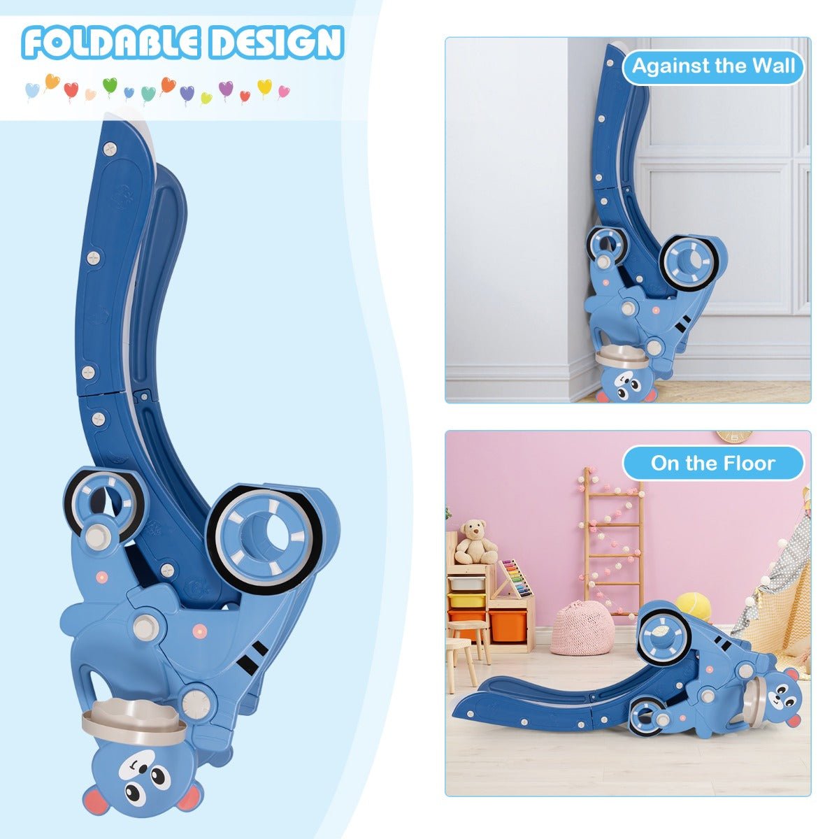 Versatile Foldable Baby Slide Playset - Blue Edition