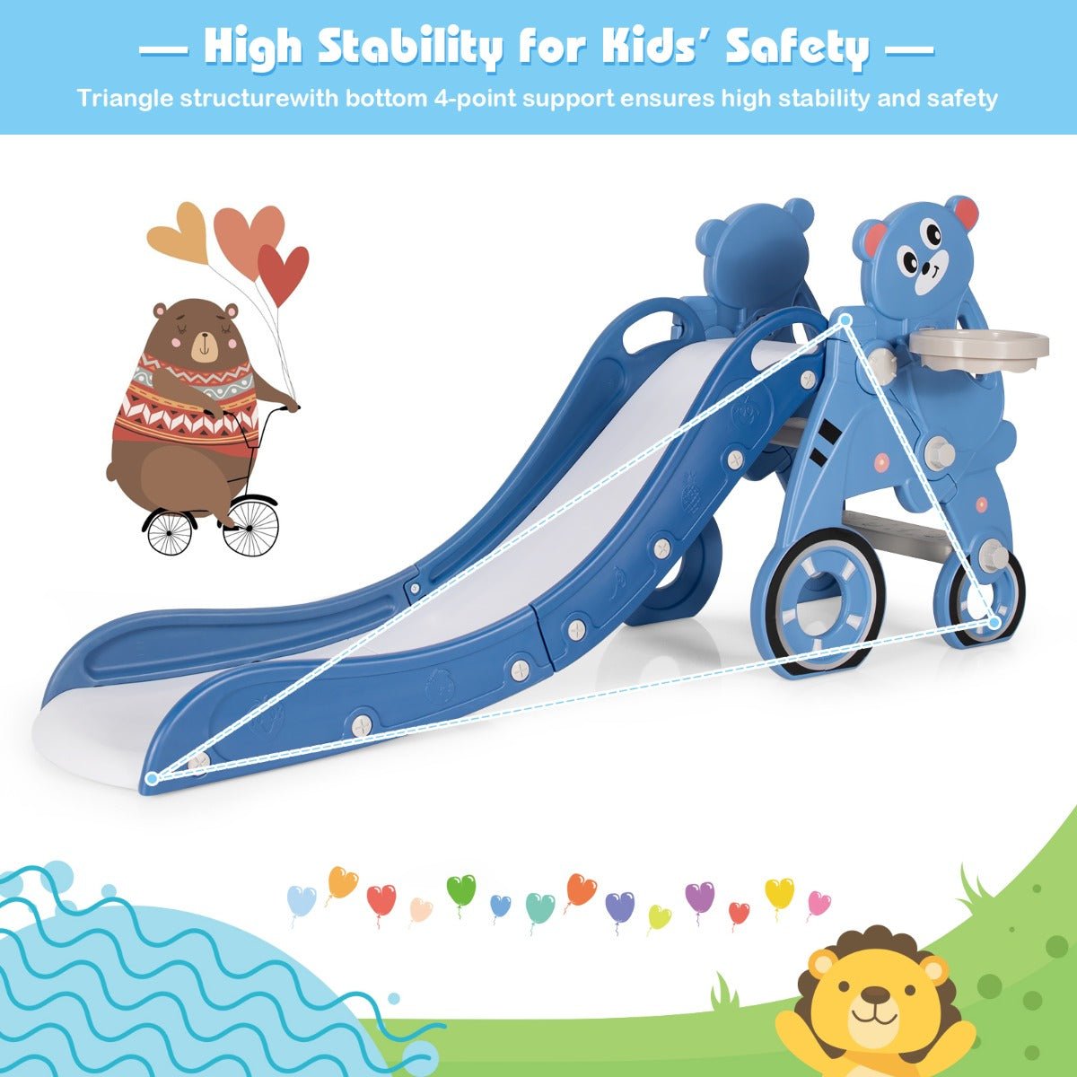 Interactive Baby Slide Climber Playset - Blue Edition