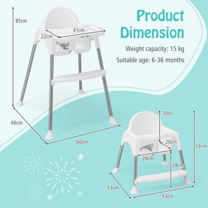 White 4-in-1 Convertible Baby High Chair - Quality Dining at Kids Mega Mart