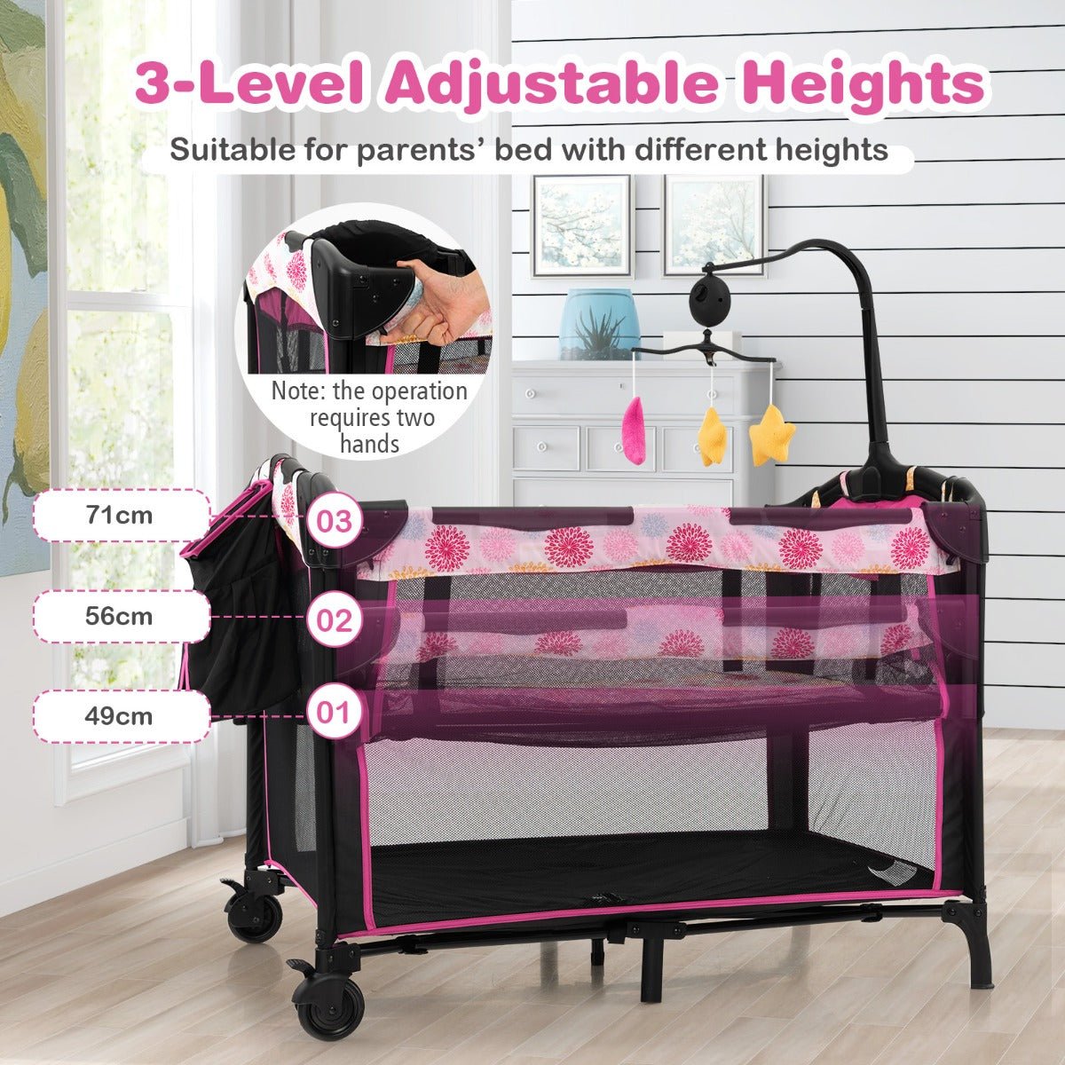 Versatile 4-in-1 Baby Nursery Center for crib, bassinet, and changing table - ideal for infants.