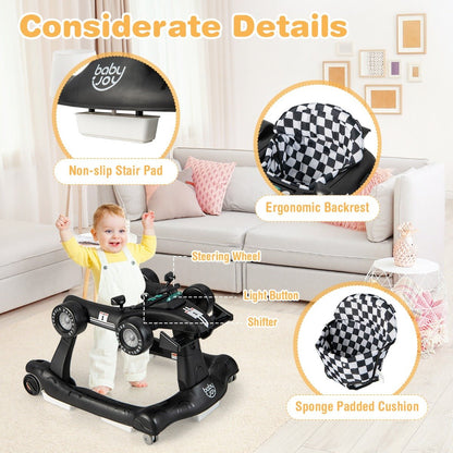 Safe and Stimulating: Black 4-in-1 Foldable Walker for Kids