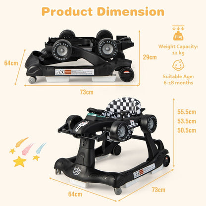 Get Rolling: Black 4-in-1 Foldable Activity Car Walker