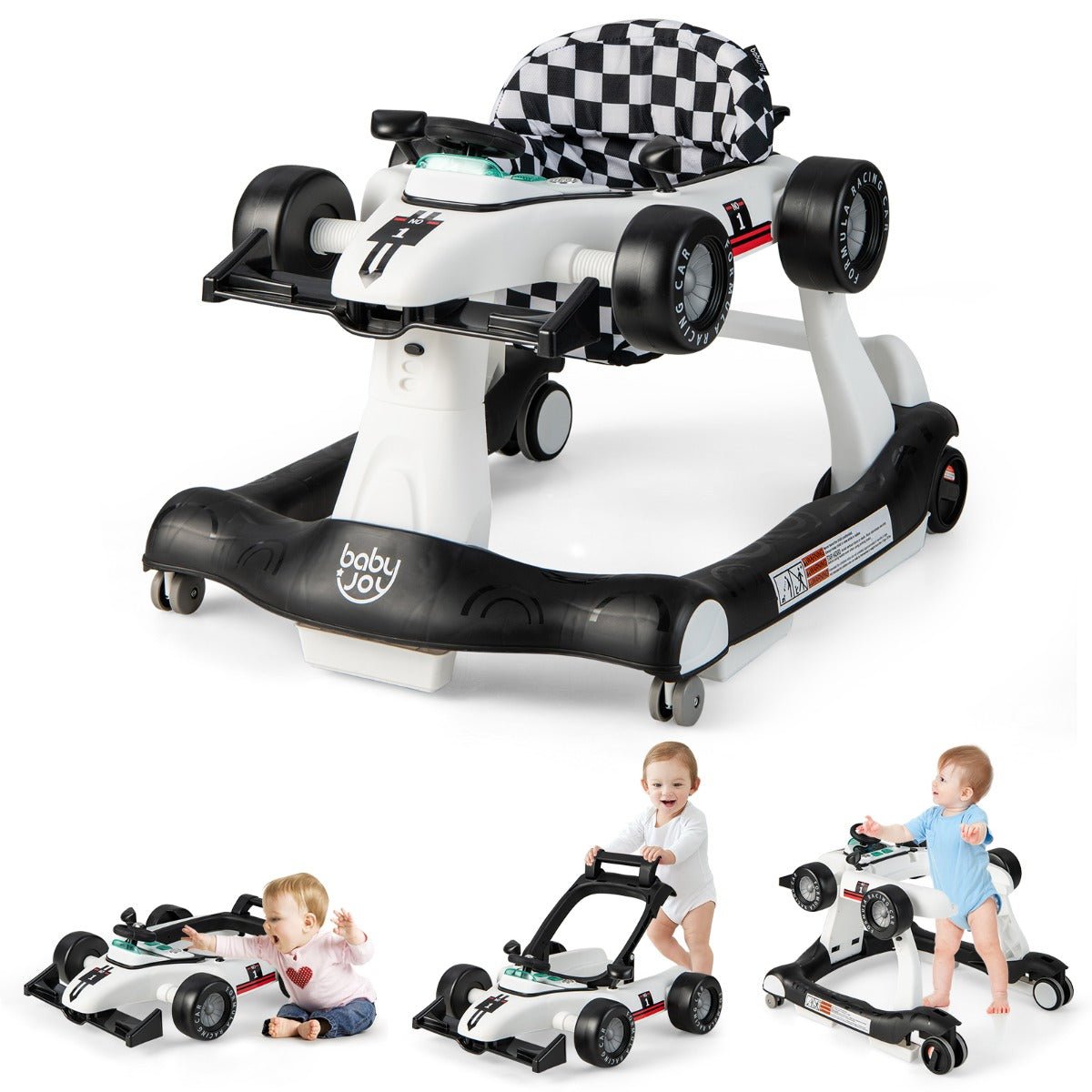 Enhance Playtime with the White 4-in-1 Activity Car Walker - Buy Now!