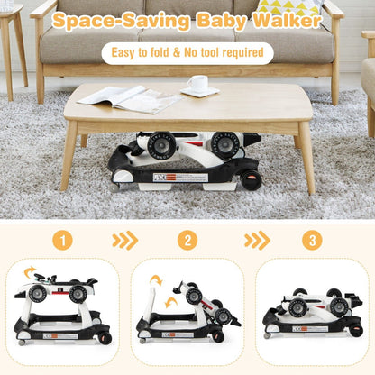 White 4-in-1 Foldable Walker: Where Learning Meets Play