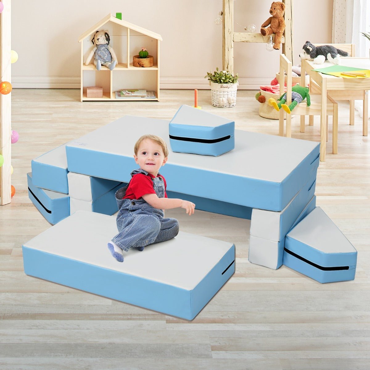 Versatile Children's Sofa Set - 4-In-1 Blue Combo, Durable PU Surface