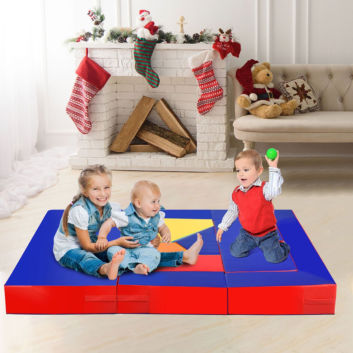 4-In-1 Children's Sofa Set - Multicolour Combo with Sturdy PU Surface