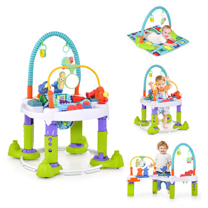 Versatile 4-in-1 Baby Activity Center combines bouncer, walker, play mat and table functions.