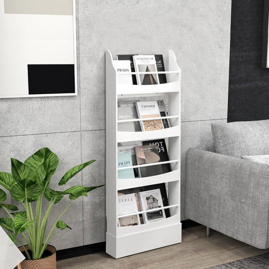 Organize Kids Space with 4-Tier Bookcase Featuring Guardrails & Stability