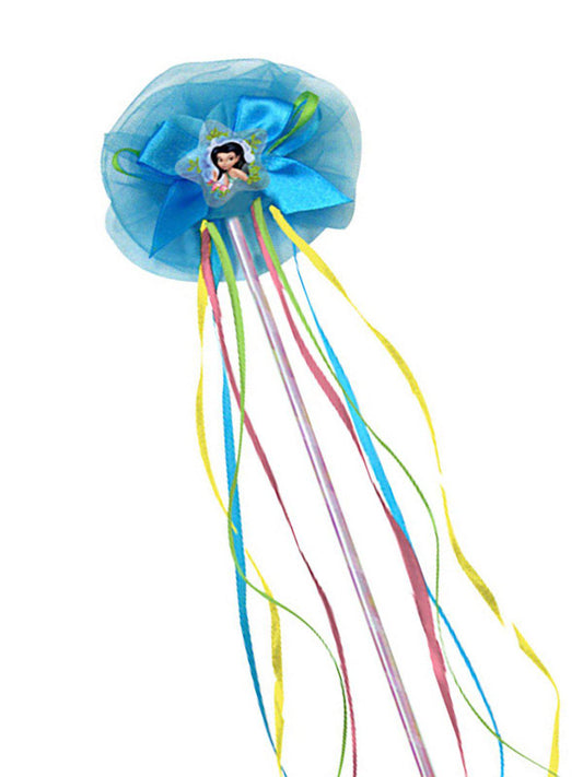 Silvermist Fairy Wand with tulle flower and ribbons, magical accessory for kids playtime.