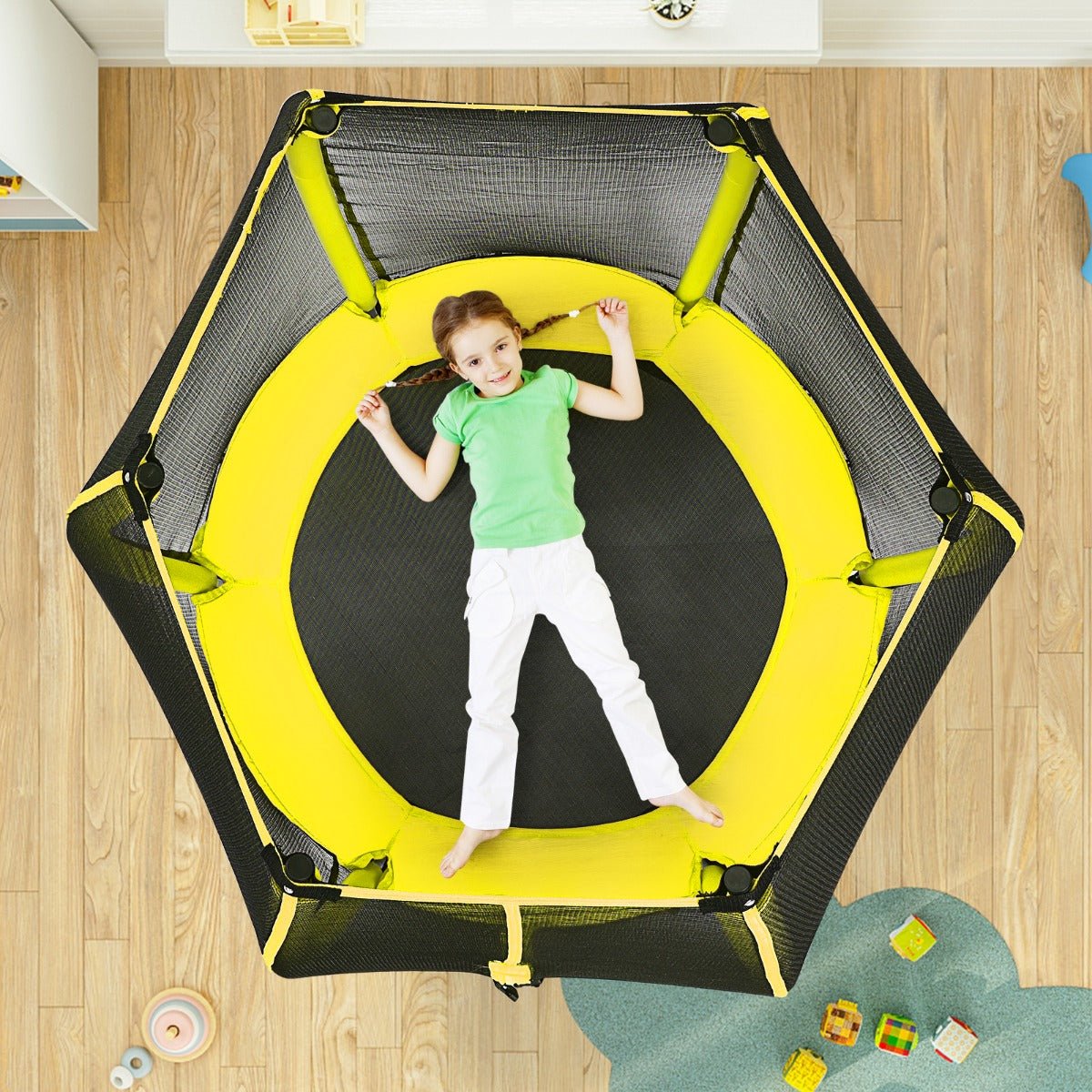 Boundless Fun: 42 Inches Trampoline with Enclosure Net and Safety Pad