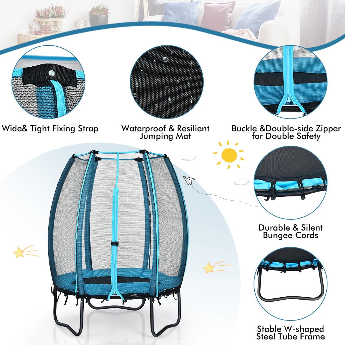 Active Kids: 42 Inches Trampoline with Enclosure Net and Safety Pad