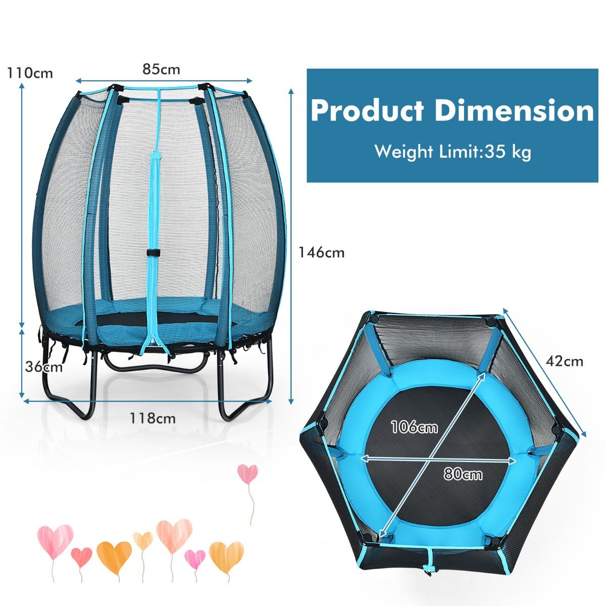 Safe Bouncing: 42 Inches Trampoline with Enclosure Net and Pad