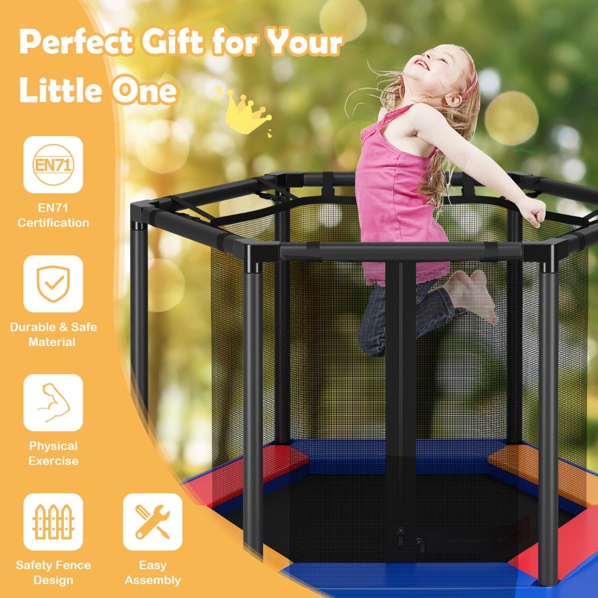 Exciting Jumps: 48 Inches Kids Trampoline with Safety Enclosure Net