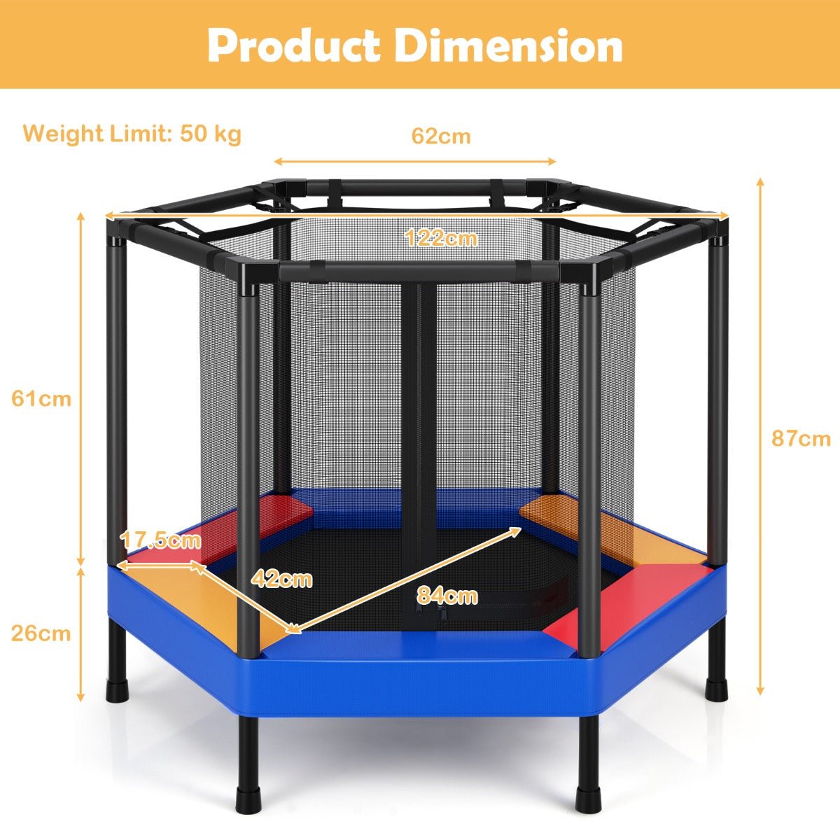 Safely Bounce: 48 Inches Kids Trampoline with Safety Enclosure Net
