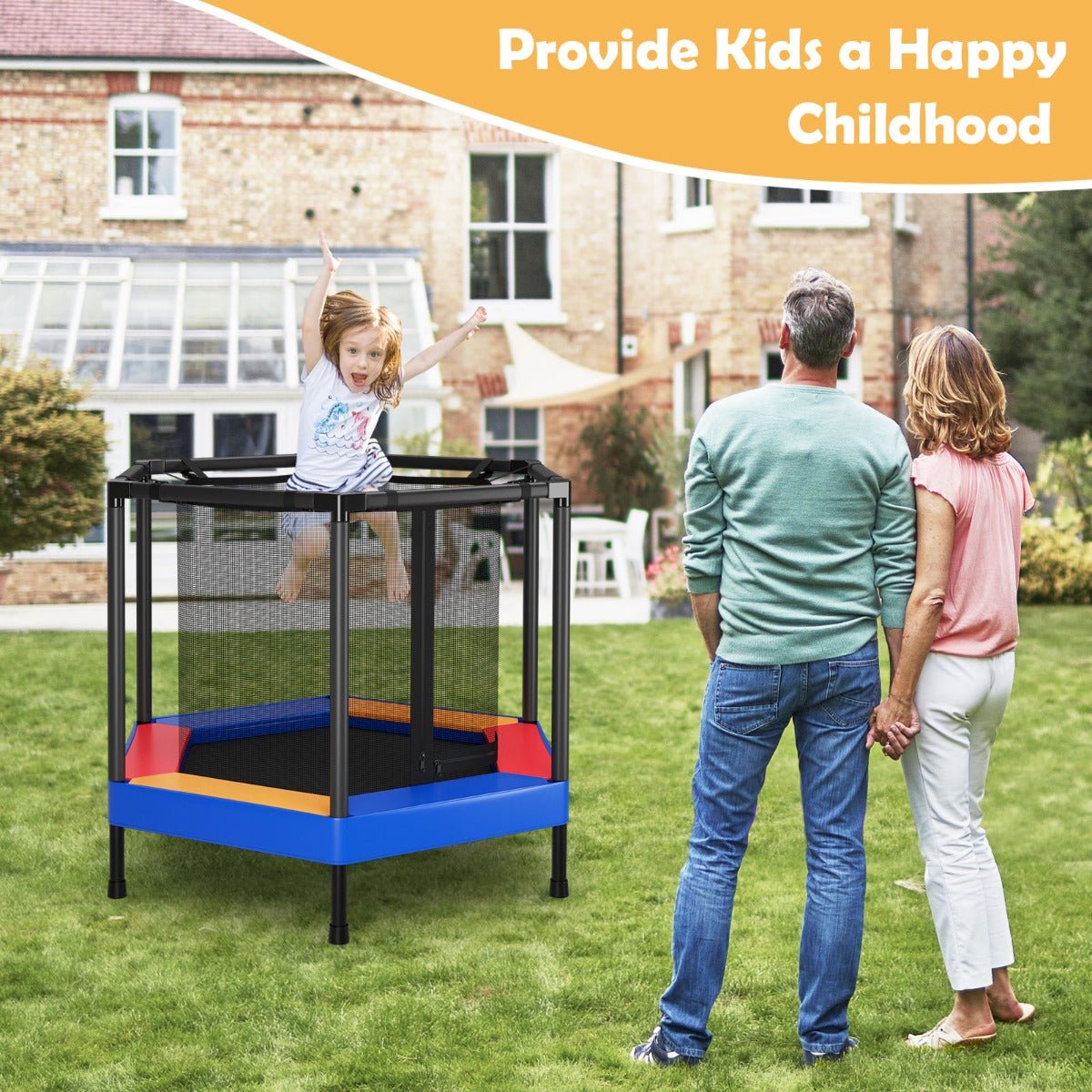 Energetic Fun: 48 Inches Kids Trampoline with Safety Enclosure Net