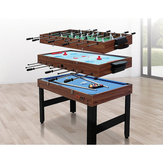 4FT 3-in-1 Games Table | Foosball, Soccer, Hockey and Pool for kids home entertainment.