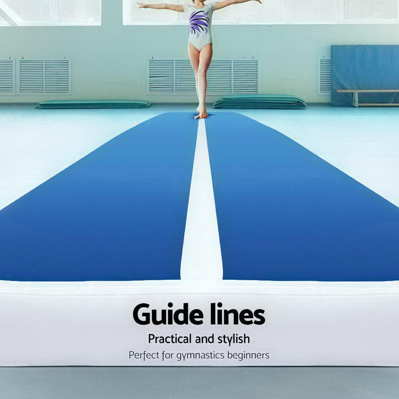 4m x 1m Thick Gymnastics Tumbling Mat blue white