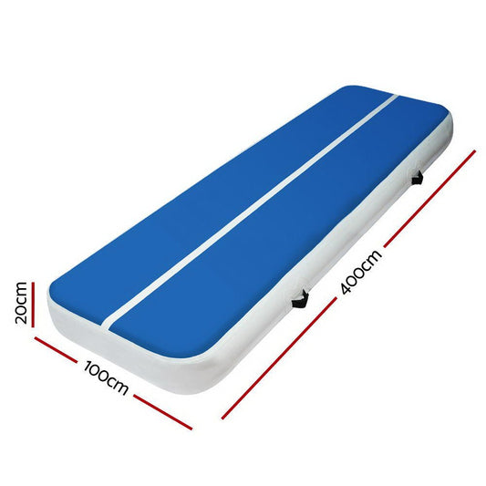 Thick Gymnastics Air Track for Training 4m x 1m Blue and White 