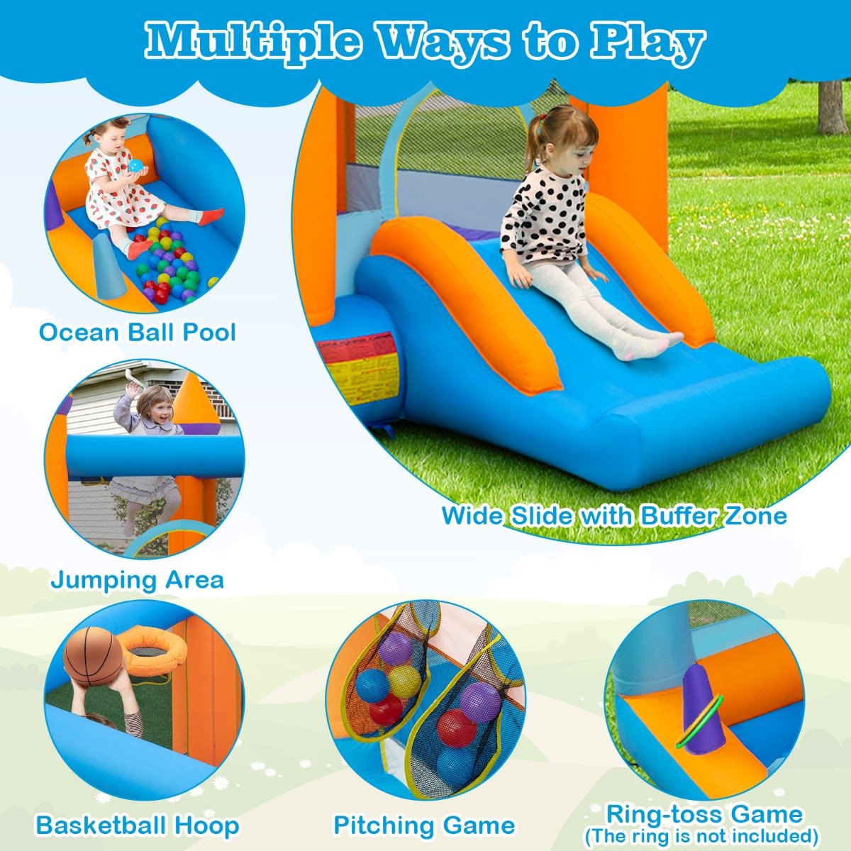 Buy the Ultimate 5-in-1 Inflatable Bounce Castle at Kids Mega Mart