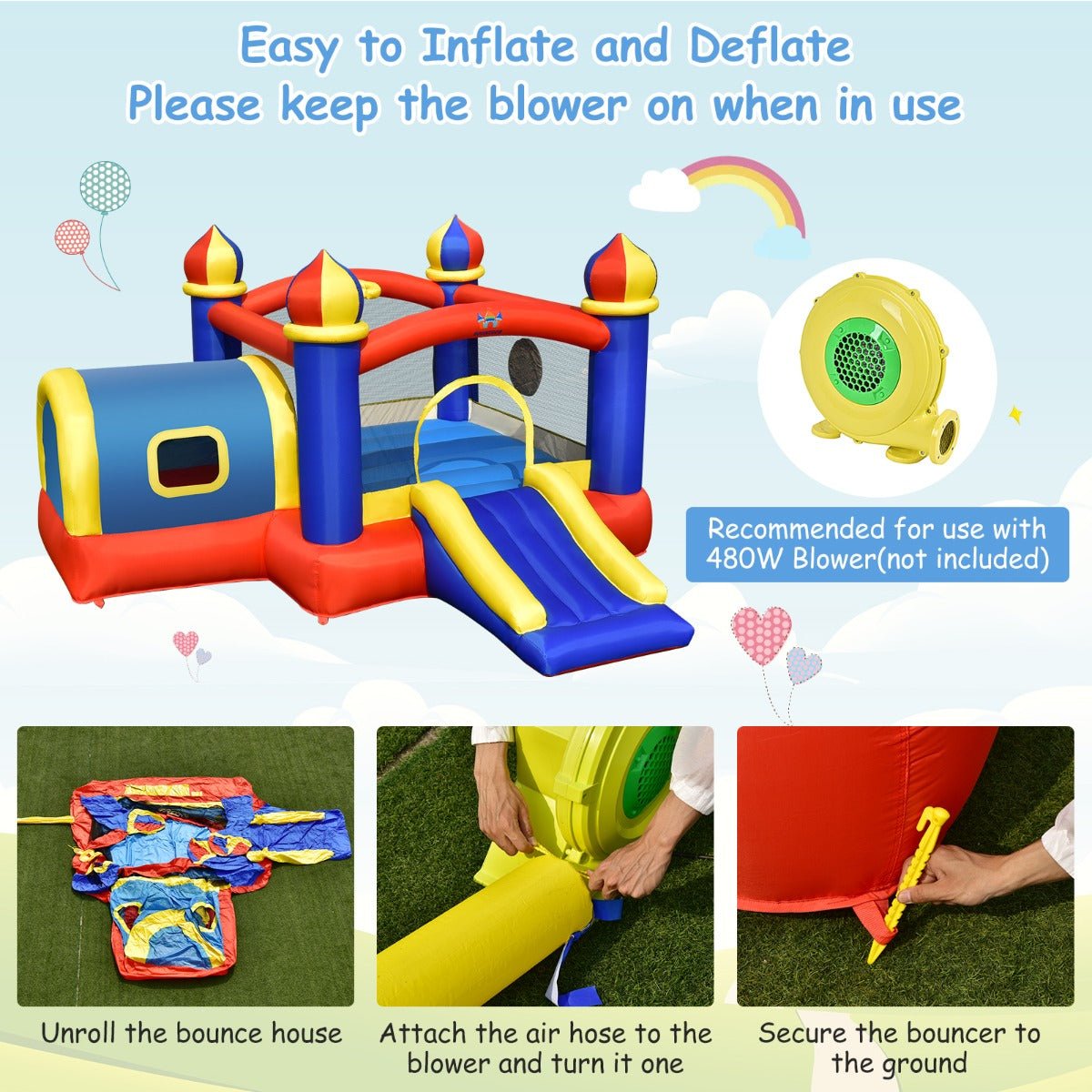 Children's 5-in-1 Inflatable Playhouse with Slide - Outdoor Joy Unleashed