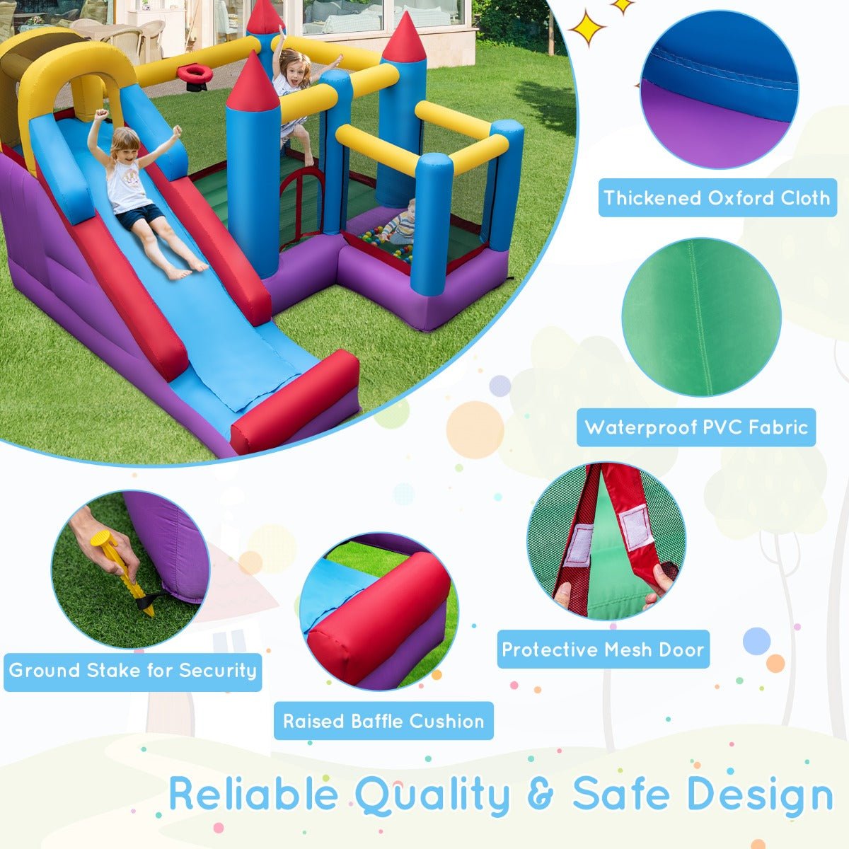 Children's Inflatable Bounce House - Slide, Trampoline & Adventure (With Blower)