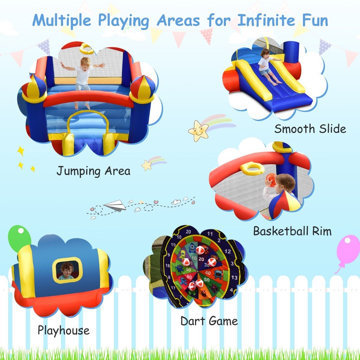 Children's Adventure Bounce House - Slide & Playful Activities (No Blower)