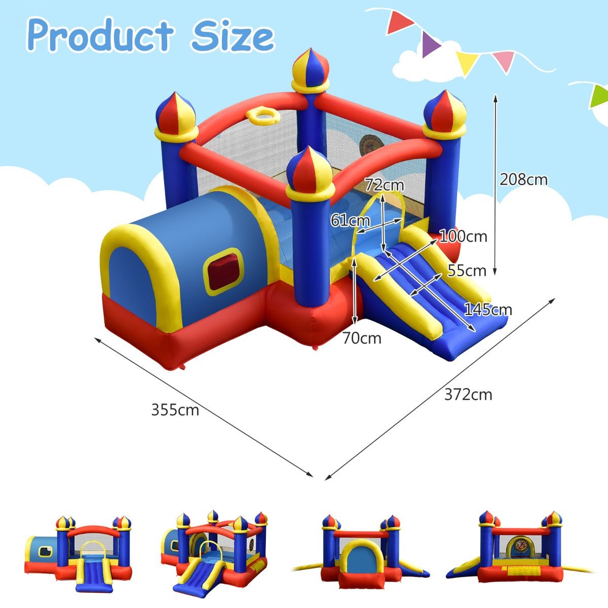 5-in-1 Jumping Castle for Kids - Slide & Play Zone (Blower Not Included)