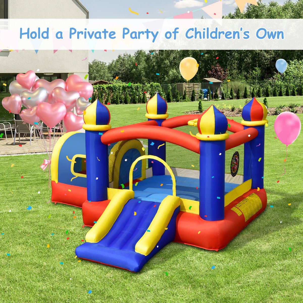 Inflatable Castle Playhouse - Slide & Multi-Activity Fun (No Blower)