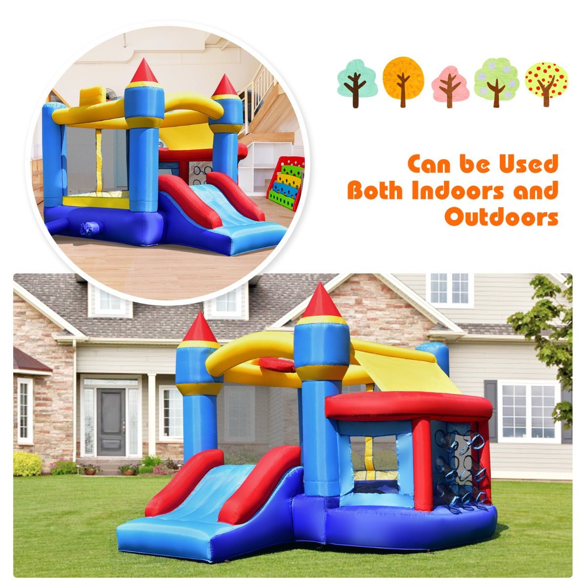 Complete Entertainment: 5-in-1 Inflatable Bouncer Castle with Slide for Children