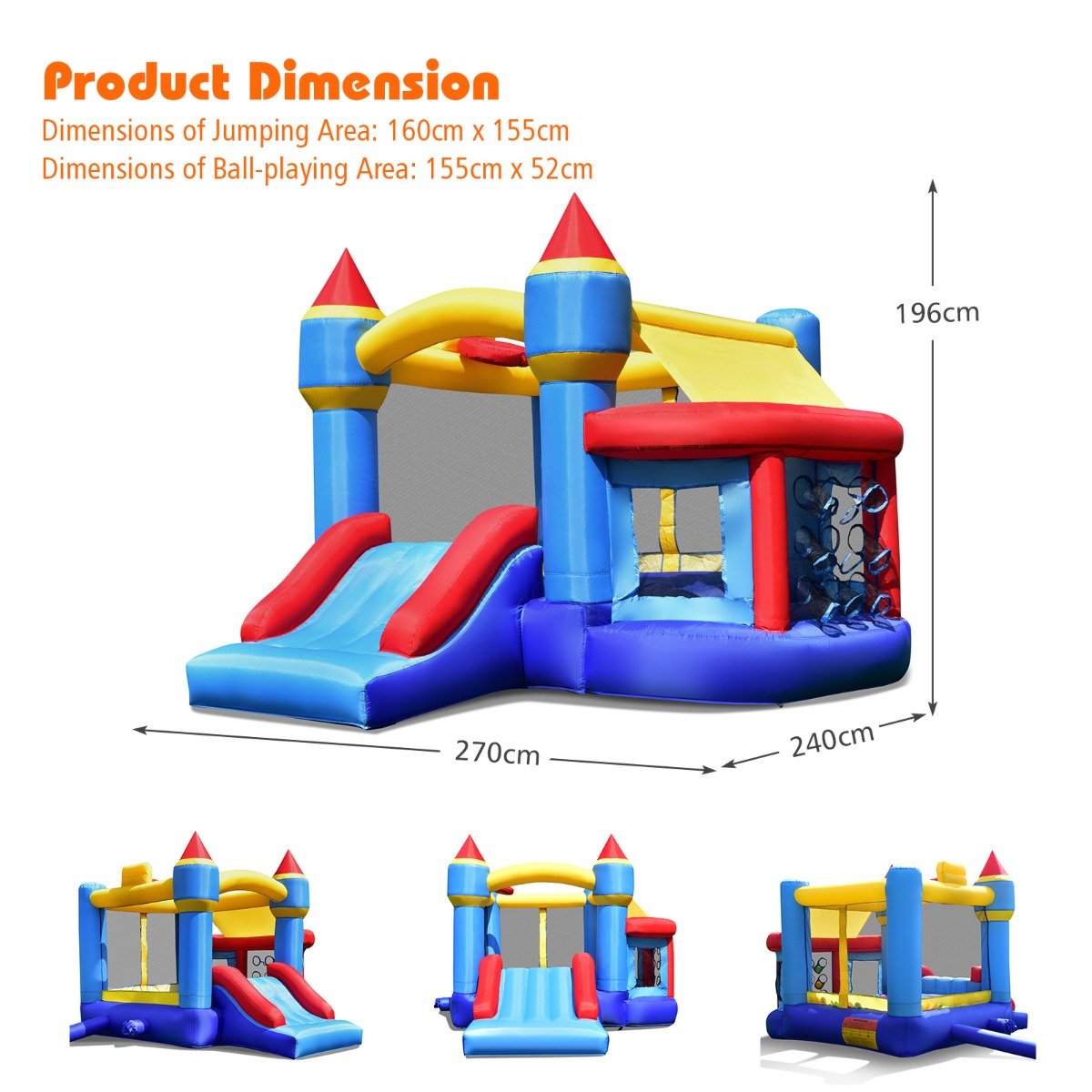 Exciting Bouncing: Inflatable Kids Jumping Castle with 5 Activities (No Blower)