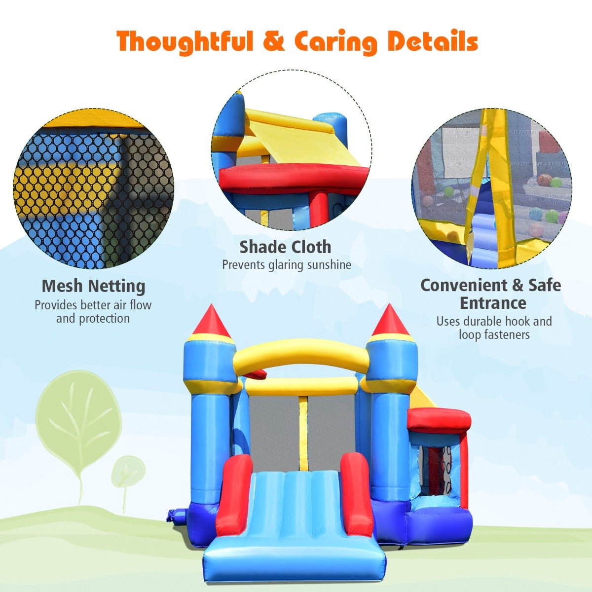 Joyful Bounce: 5-in-1 Inflatable Kids Bouncer Castle with Slide (No Blower)