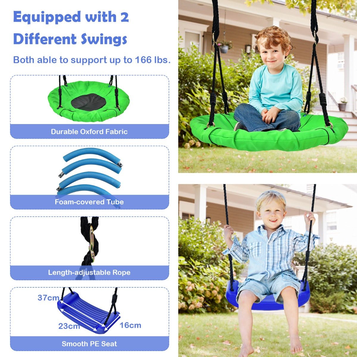 5-in-1 Swing Set: A-Shaped Metal Frame for Exciting Backyard Play