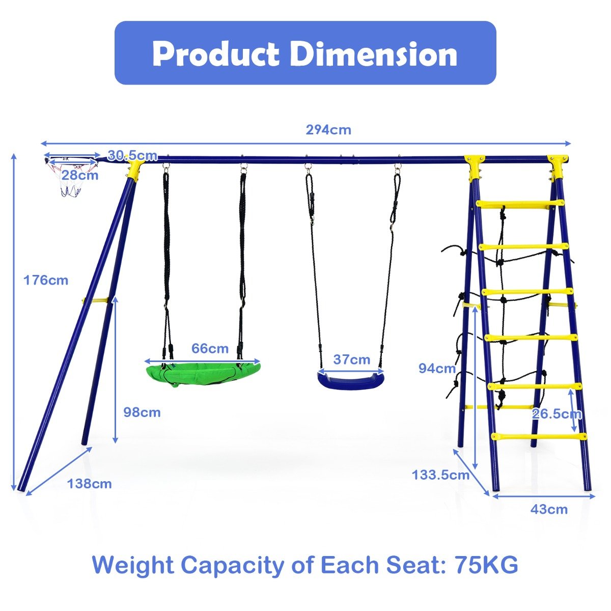 Kids Outdoor Adventure: 5-in-1 Swing Set with A-Shaped Metal Frame