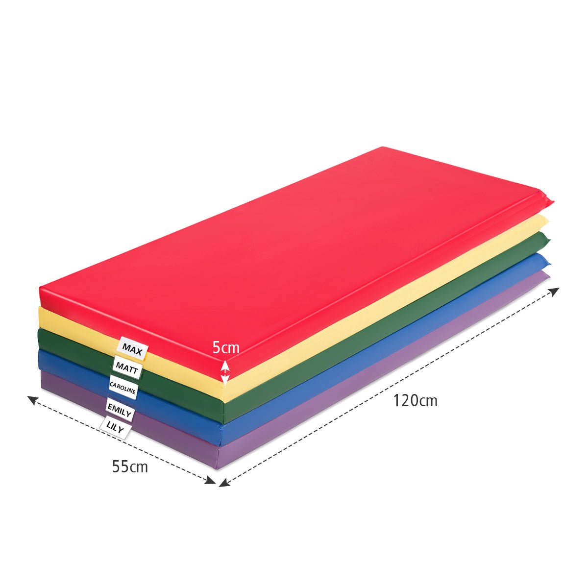 Naptime Bliss: Rainbow Rest Mats with Name Tag Holder - 5-Pack