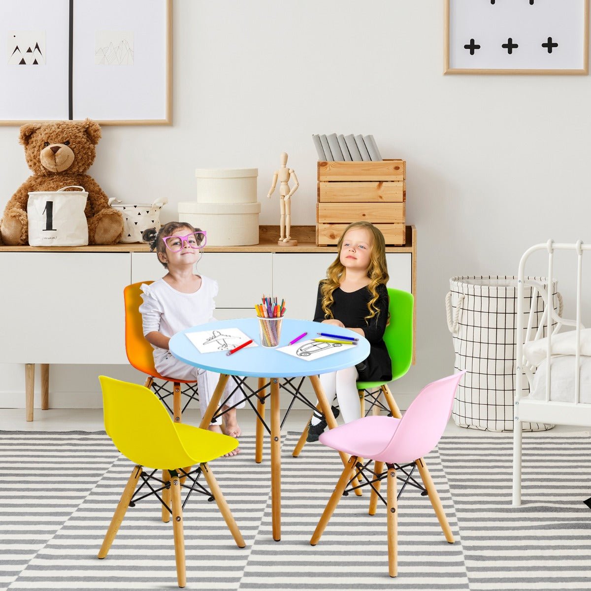 Vibrant Kids Table Set with 4 Chairs - Fuel Your Child's Creativity
