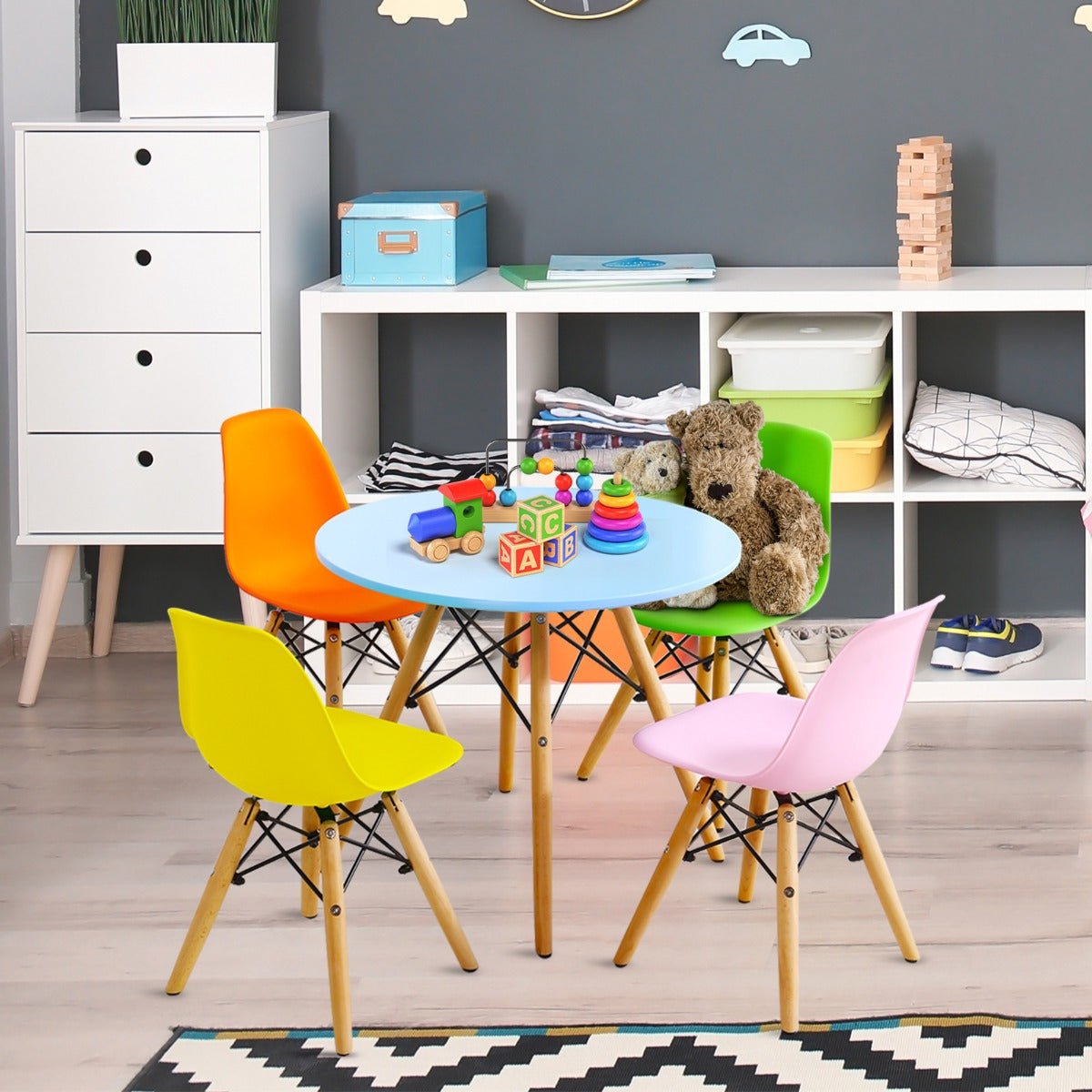 colour-Popping Children's Table Set with Chairs - Learning and Fun Unleashed