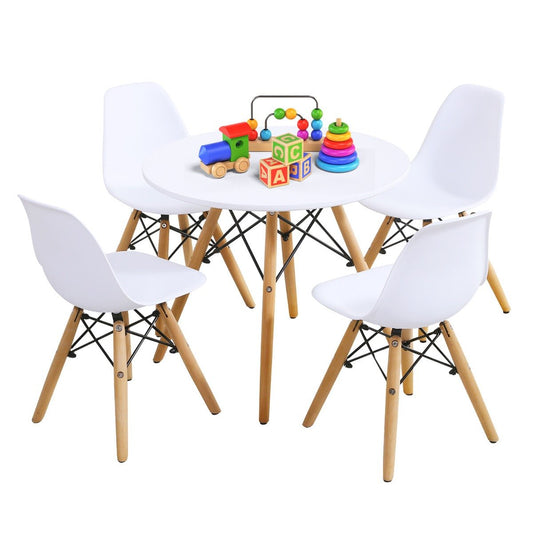 White 5-Piece Kids Table and Chairs Set - Enhance Learning and Play