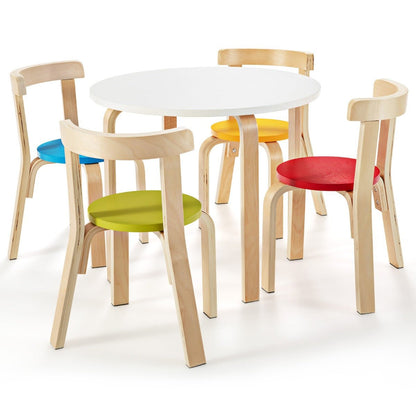 Shop 5 Pieces Wooden Kids Table and Chairs Set in Multi Colors